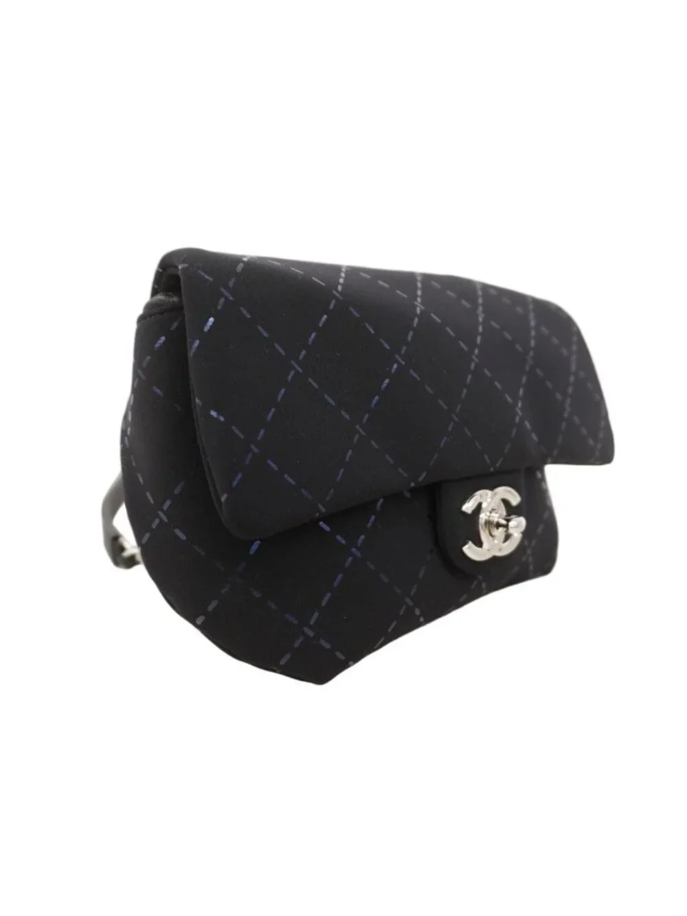 Chanel Waist Bag Jersey Black Silver - Picture 2 of 7
